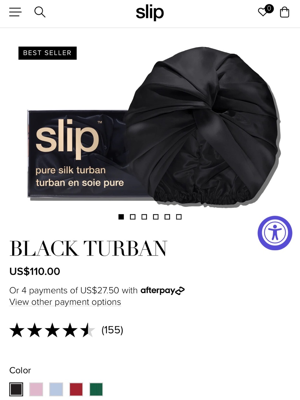 Slip Black Pure Silk Turban with Knotted Front